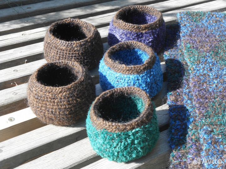 Корзинки интерьерные маленькие вязаные