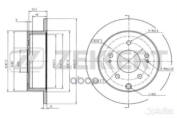 Диск торм зад Mitsubishi Galant IX 03