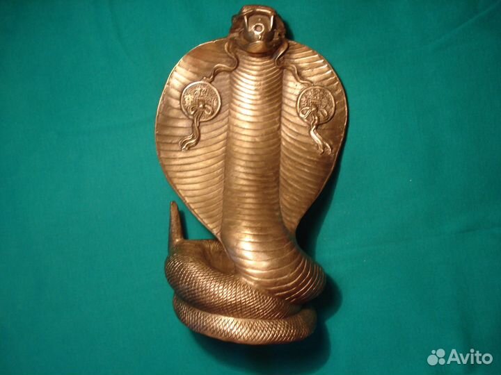 Змея Деньги Кобра 23 см Бронза Статуэтка Крупная