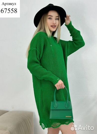 Платье туника вязаное