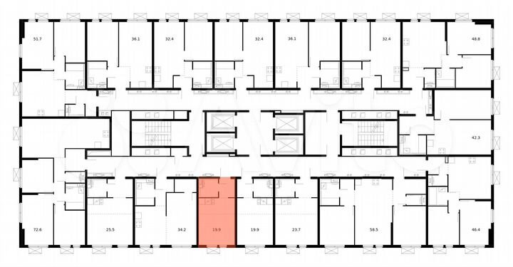 Квартира-студия, 19,9 м², 23/33 эт.