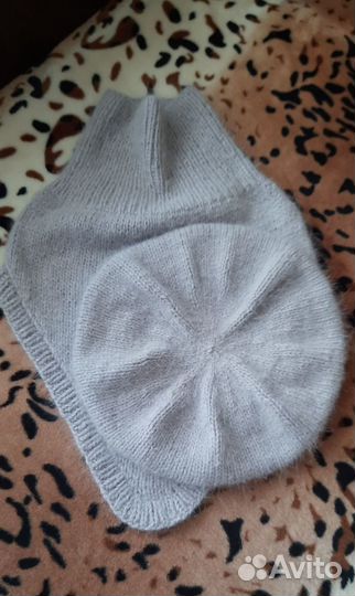 Комплект из пуха норки берет и снуд уголок