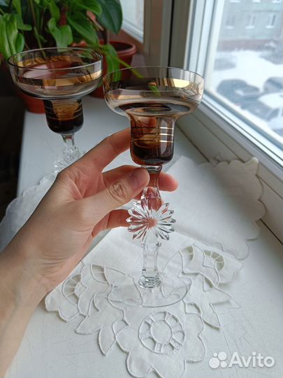 Подсвечники СССР дымчатое стекло золотая кайма