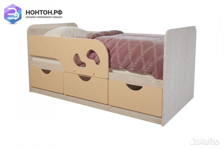 Кровать Минима Лего дуб атланта / крем-брюле