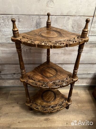 Этажерка угловая из массива манго. Новая