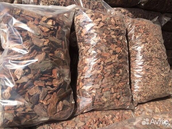 Кора лиственницы и сосны в мешках 60л