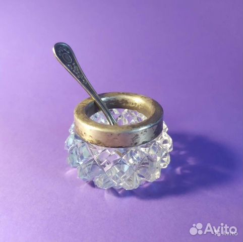 Солонка горчичница хрусталь серебро 875 СССР 1950е