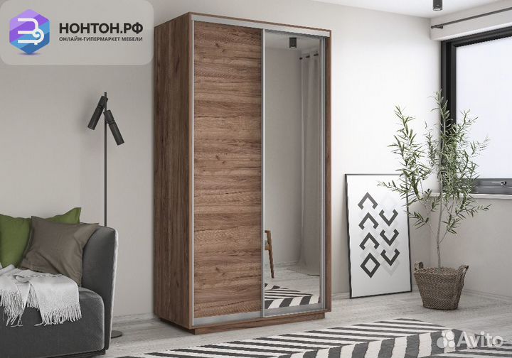 Шкаф-купе 2-х дверный с зеркалом Экспресс Хит краф