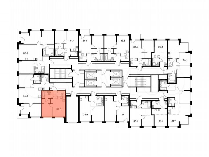 1-к. квартира, 34,5 м², 21/32 эт.