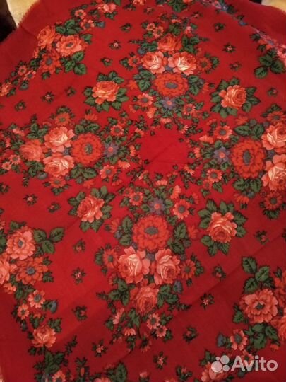 Павловопосадский платок. Шерсть. СССР. Винтаж