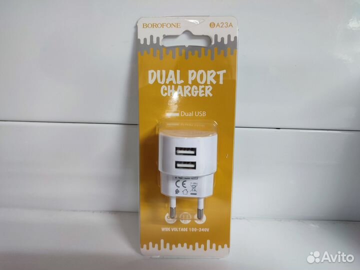 Зарядное устройство Borofone BA23А 2USB 2.4A черно