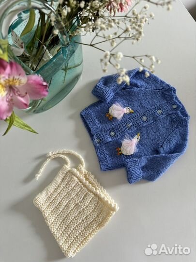 Шапочка чепчик вязаная для новорожденного