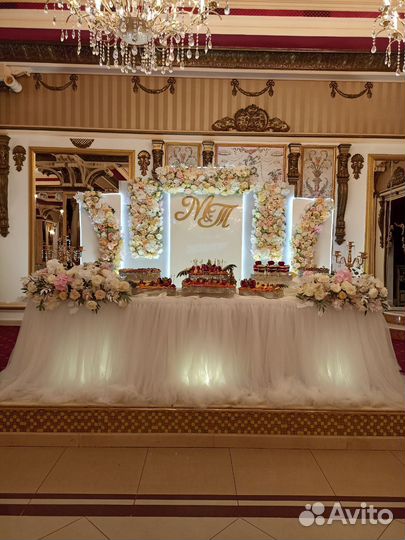 Оформление свадьбы, президиума, столы гостей