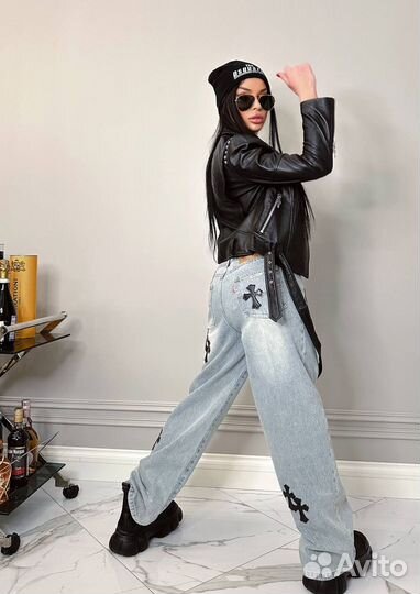 Кожаная косуха от chrom hearts