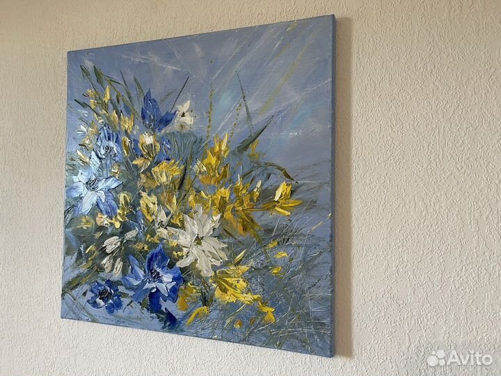 Картина маслом на холсте цветы абстракция