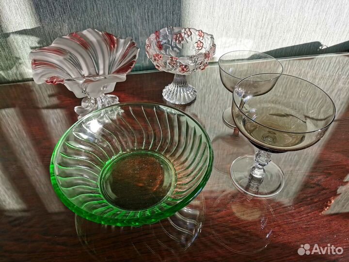 Цветное стекло посуда СССР винтаж, разные предметы