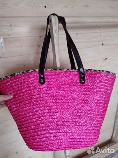 Сумка летняя пляжная соломенная большая