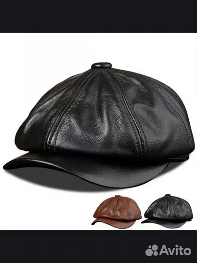 Мужская кепка восьмиклинка натуральная кожа