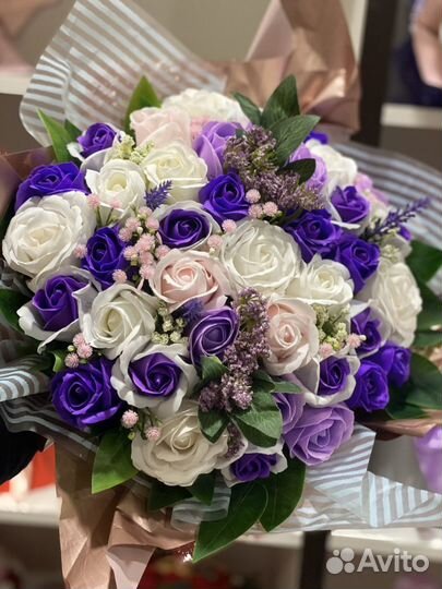 Розы из мыла букет подарок 8 марта праздник