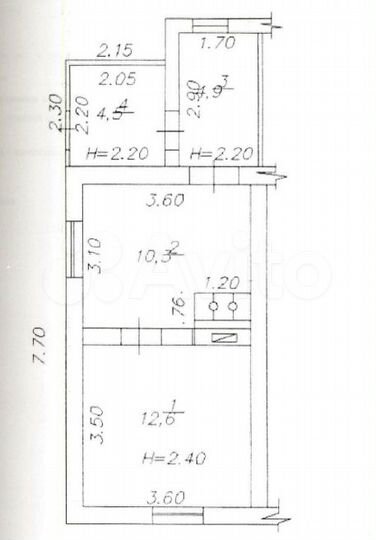 1-к. квартира, 32,3 м², 1/1 эт.