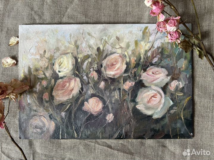 Картина маслом «Кустовые розы»