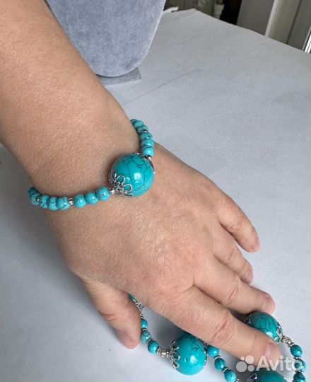 Браслет из голубой бирюзы 3 варианта