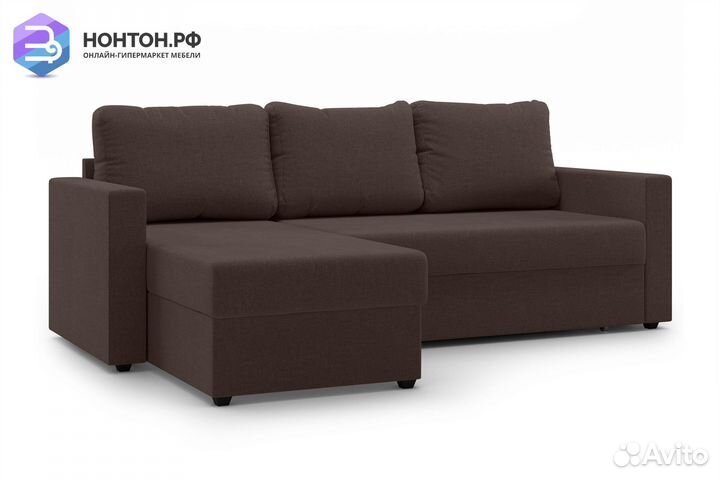 Диван угловой дельфин Торонто коричневый