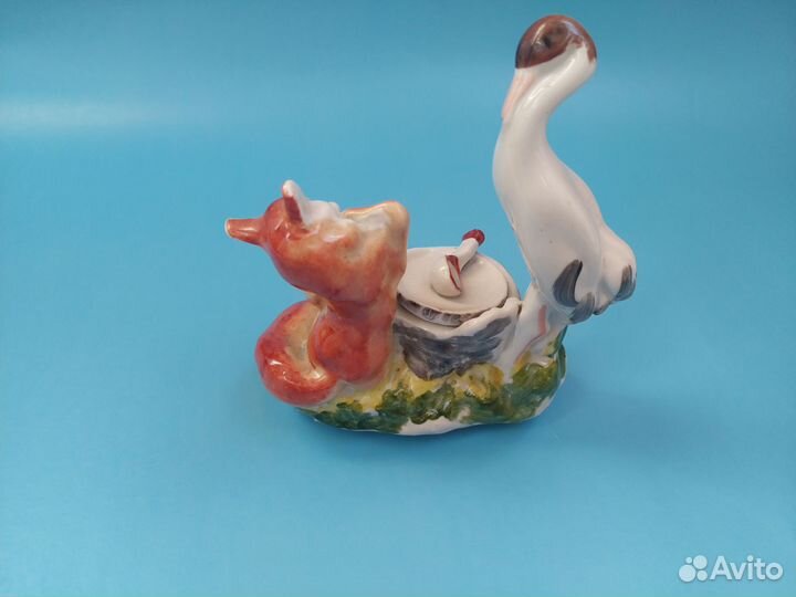 Чернильница СССР лиса и журавль 1950 Прогресс