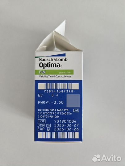 Линзы контактные Bausch+Lomb Optima FW -3.50