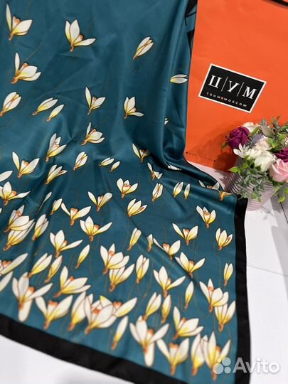 Шелковый платок шаль Valentino темно-бирюзовый