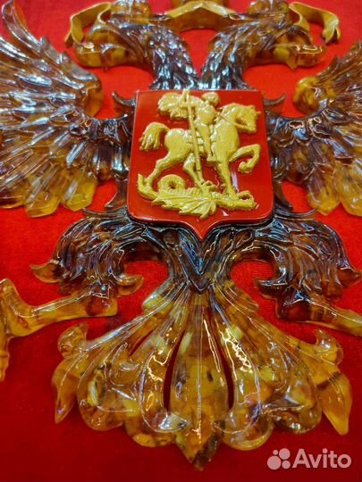 Герб России,янтарное панно герб РФ
