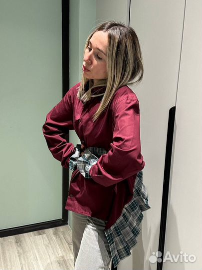 Рубашка бордо апсайкл дизайнерская