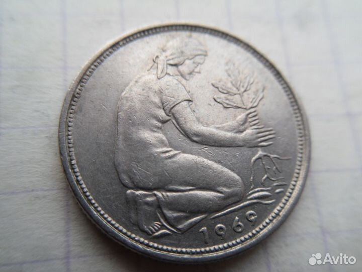Германия 50 пфеннигов 1969 J