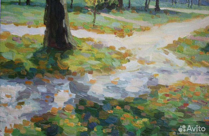 Картина маслом пейзаж в раме парк природа