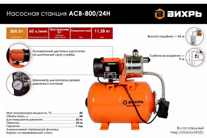 Автономная станция водоснабжения асв-800/24Н Вихрь