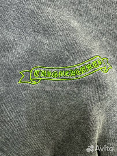 Свитшот Chrome Hearts серый с зеленым