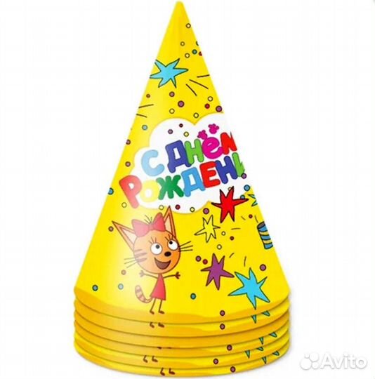 Колпачки Три Кота желтые 6шт 60148748