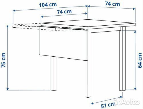 Стол Икеа нордвикен, 104х74х75см, черный