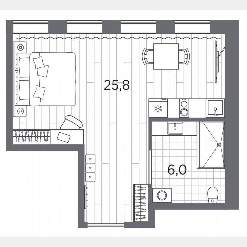 Апартаменты-студия, 31,8 м², 13/13 эт.