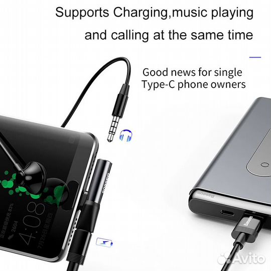 Переходник с Type-C на Jack 3.5 + Type-C