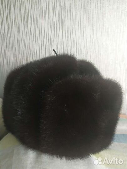 Норковая шапка мужская ушанка б/у