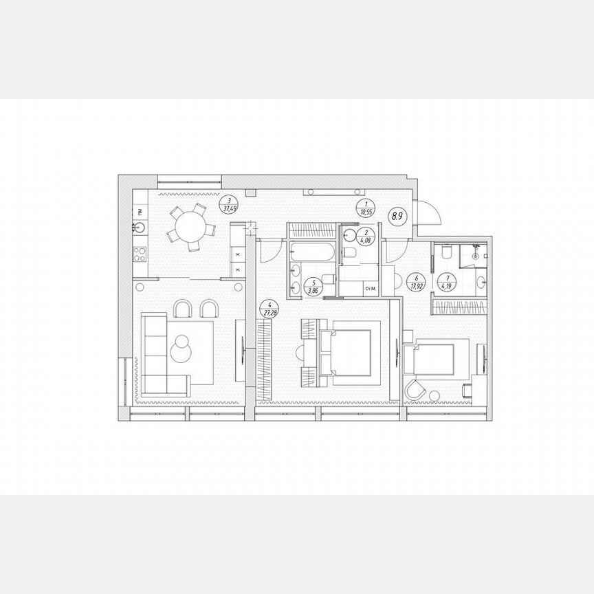 2-к. квартира, 113 м², 8/8 эт.