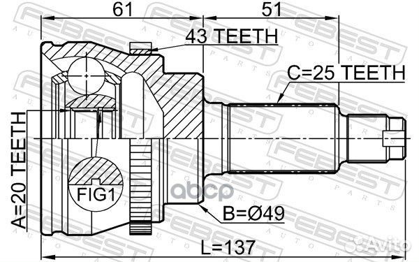 ШРУС наружный LR (компл) febest 0710-RM413A43