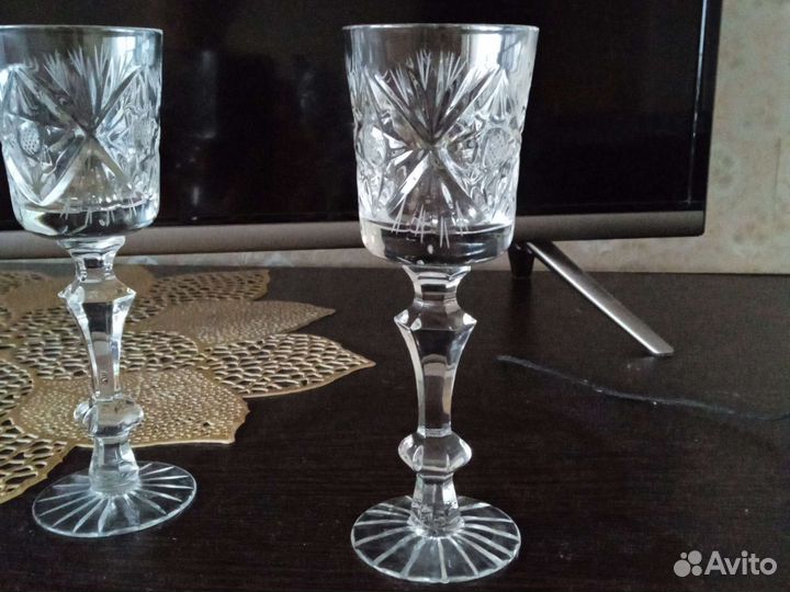 Фужеры ручная огранка хрусталь 70 годы 6 штук