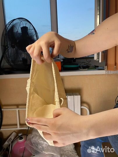 Мешок мешочек бежевый на затяжках