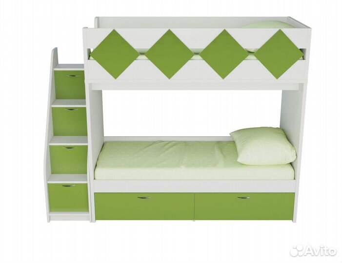 Двухъярусная кровать Радуга с Комодом