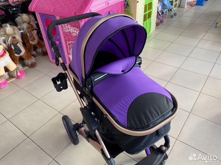 Детская коляска Wisesonle 3 в 1 фиолетовая