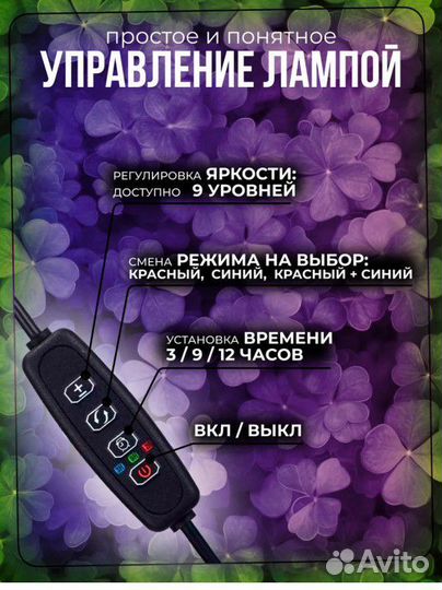 Фитолампа для растений на прищепке