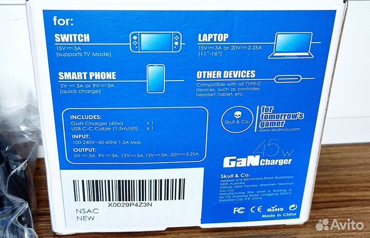 Зарядка для Nintendo Switch 45w от Skull & Co