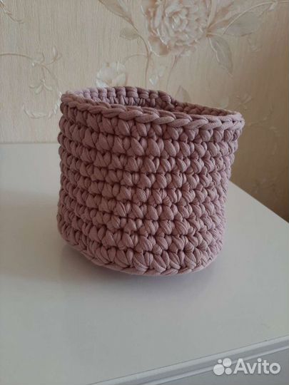 Корзинка из трикотажной пряжи